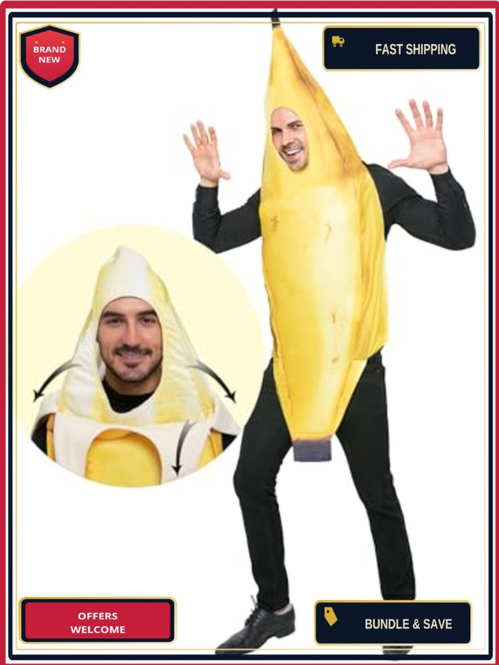 Spooktacular Creations Banana Costume Adult Polyester Jumpsuit Halloween